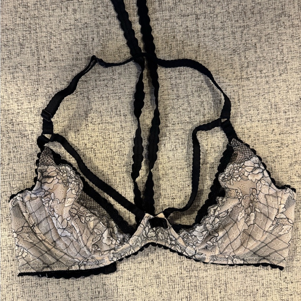 Victoria's Secret Lace Bralette - Black and Cream